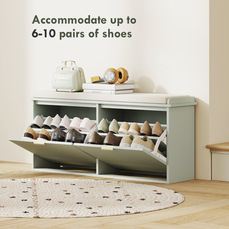 Elegant Ten Shoe Bench with Top Seat - Green