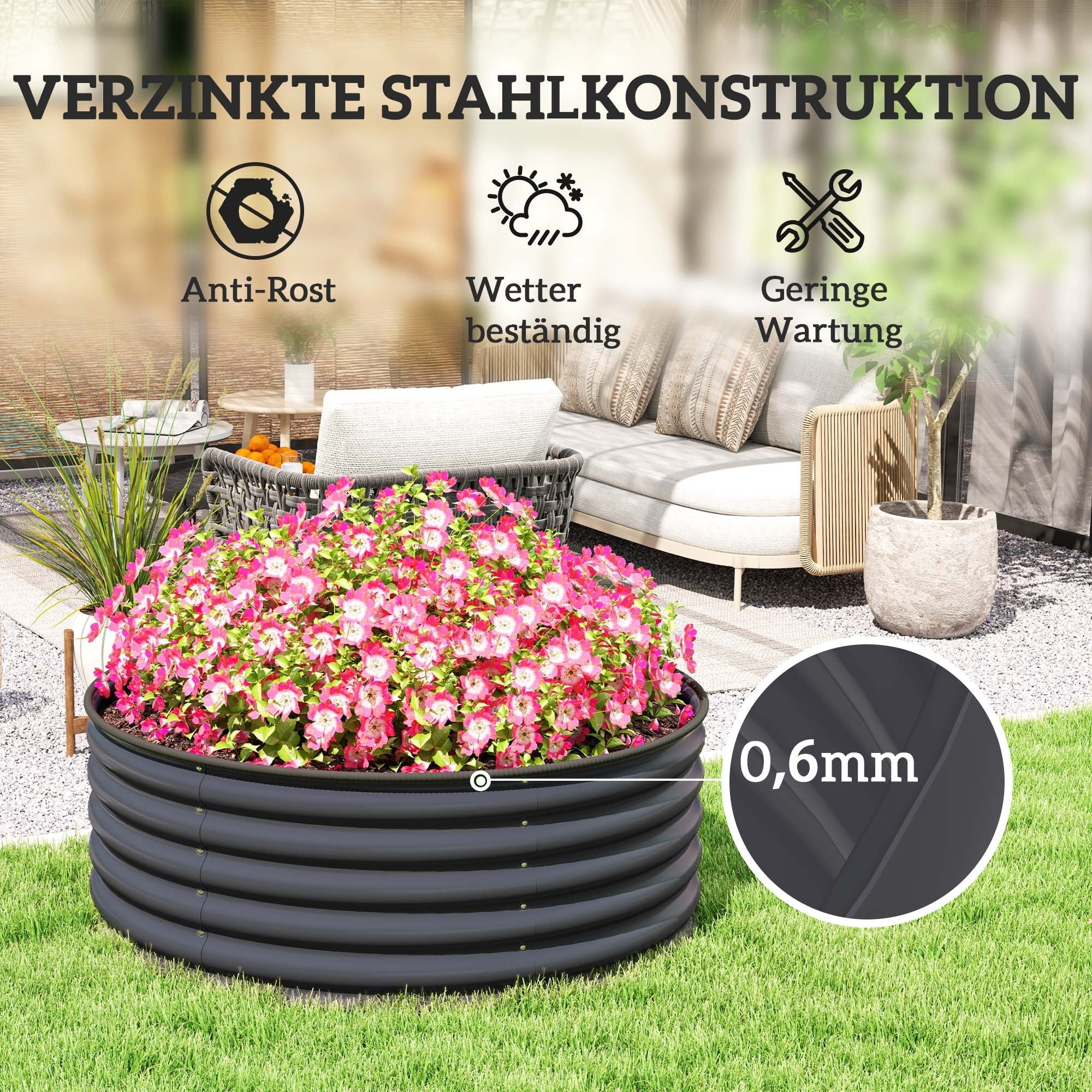 Raised Bed, Stackable Planter 120x120x43cm, Steel