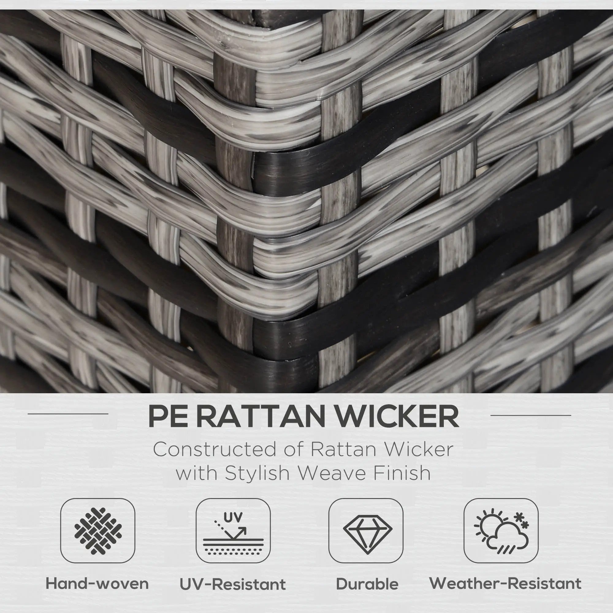 Rattan Sofa 2 Seater Padded Cushion Garden Loveseat Mixed Grey