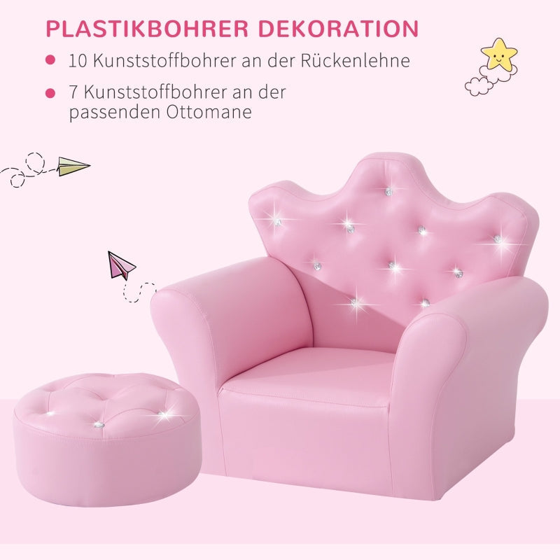 Play Sofa, Children's with Ottoman, Pink