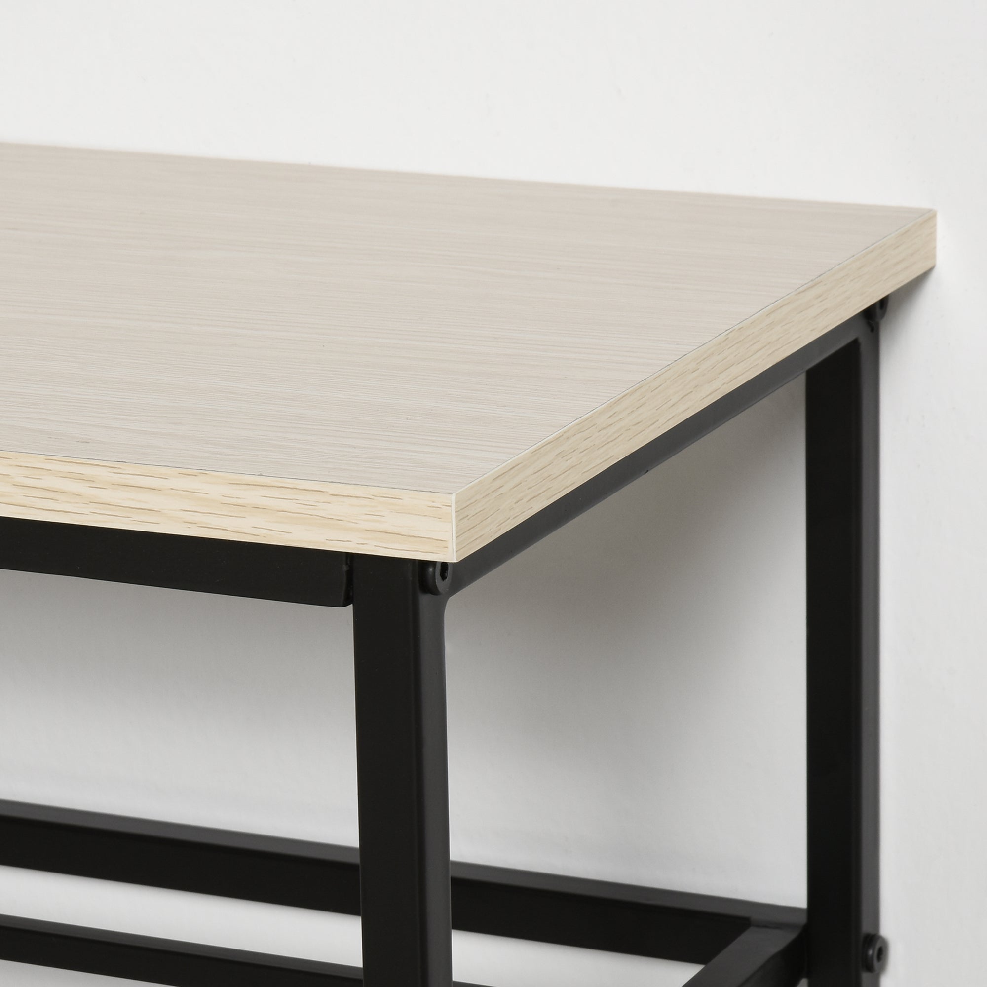 Hallway Wardrobe Set, 2-in-1, Bench & Coat Rack, 6 Hooks, Natural + Black