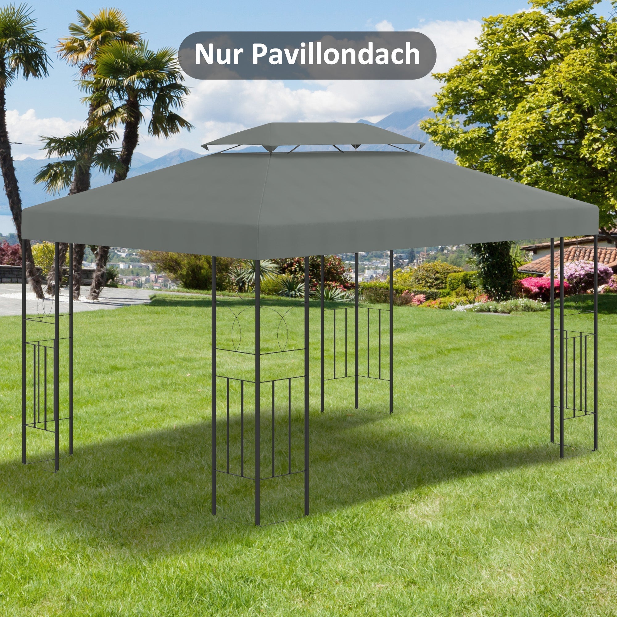 Replacement Roof, Gazebo/Tent Cover 3x4m Polyester, Dark Grey