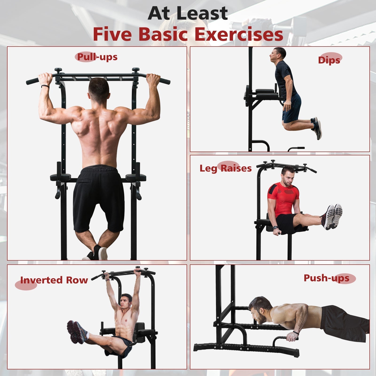 Power Tower, Pull Up Bar Workout Dip Station, Home Gym Fitness