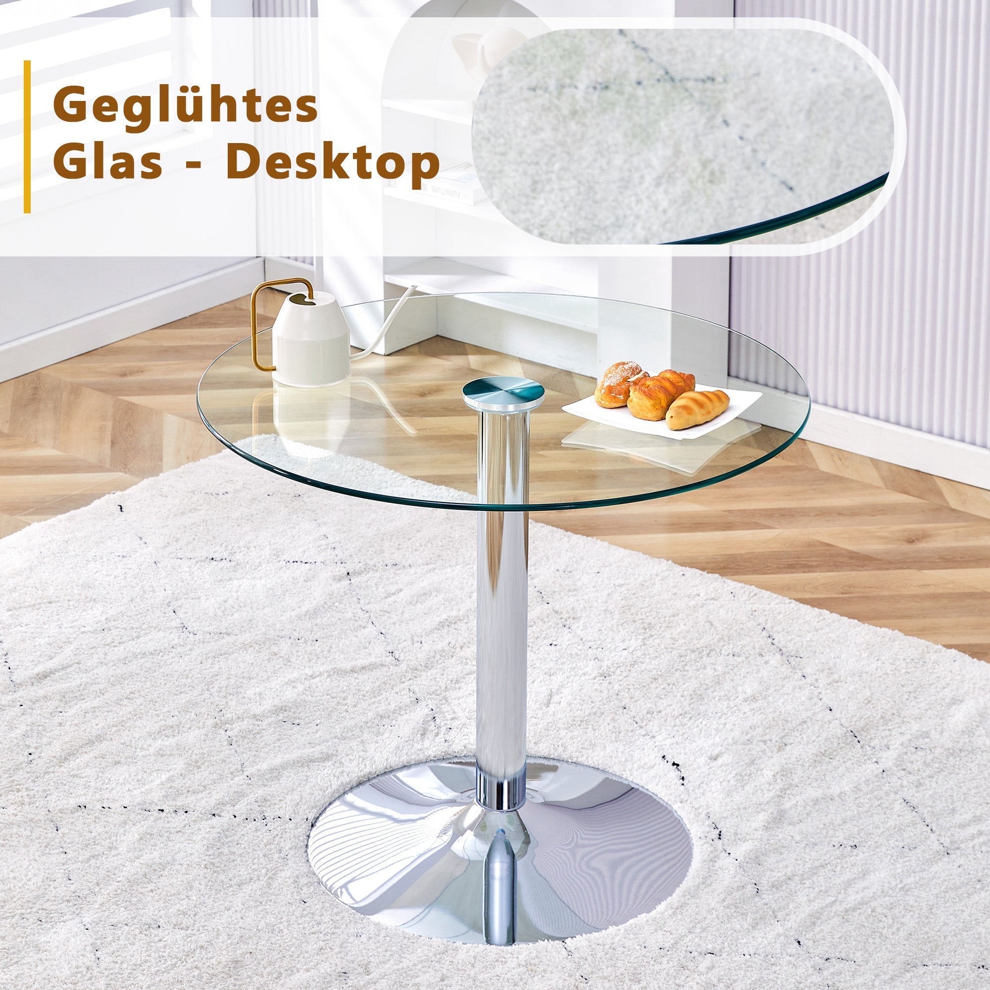 Dining Set Modern Minimalist 85cm Tempered Glass Table 2 PU Chairs - Black