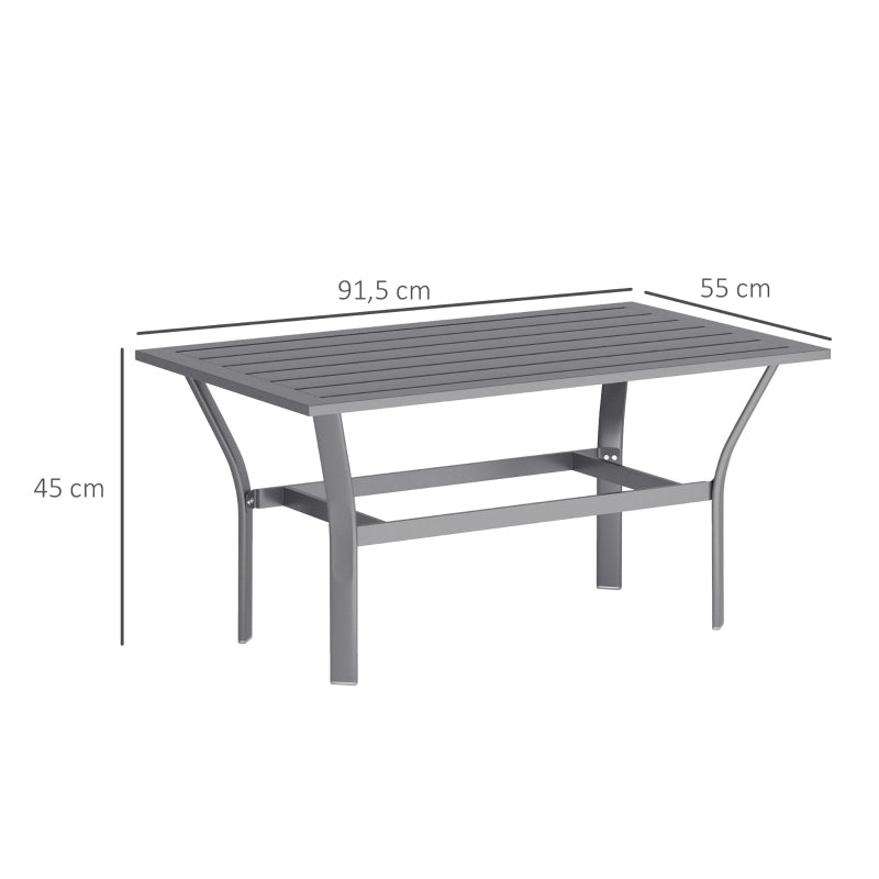 Beistelltisch, Lamellendesign Wetterfest Outdoor, Metall Dunkelgrau