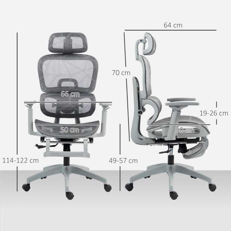 Office Chair, Ergonomic Mesh Desk Chair, Adjustable, Grey