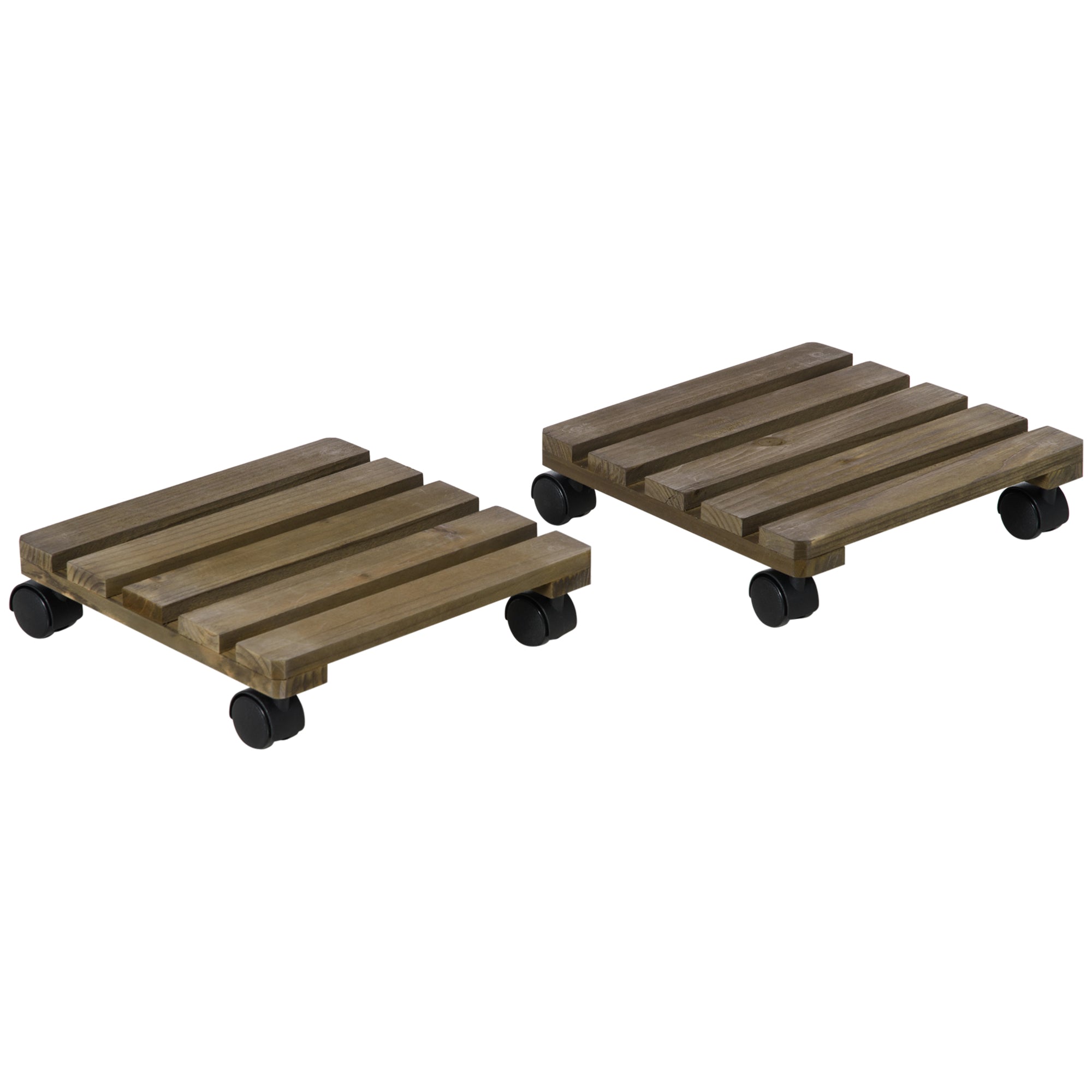 Plant Trolleys Set of 2 Rolling Stands with Brakes 30x30cm, Dark Brown