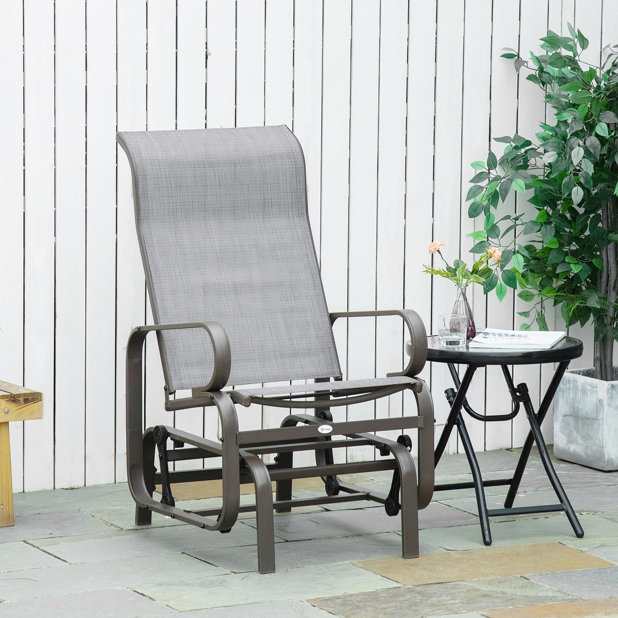 Rocking Chair/Relax Chair 60x75x104cm Metal Garden Swing with Texteline