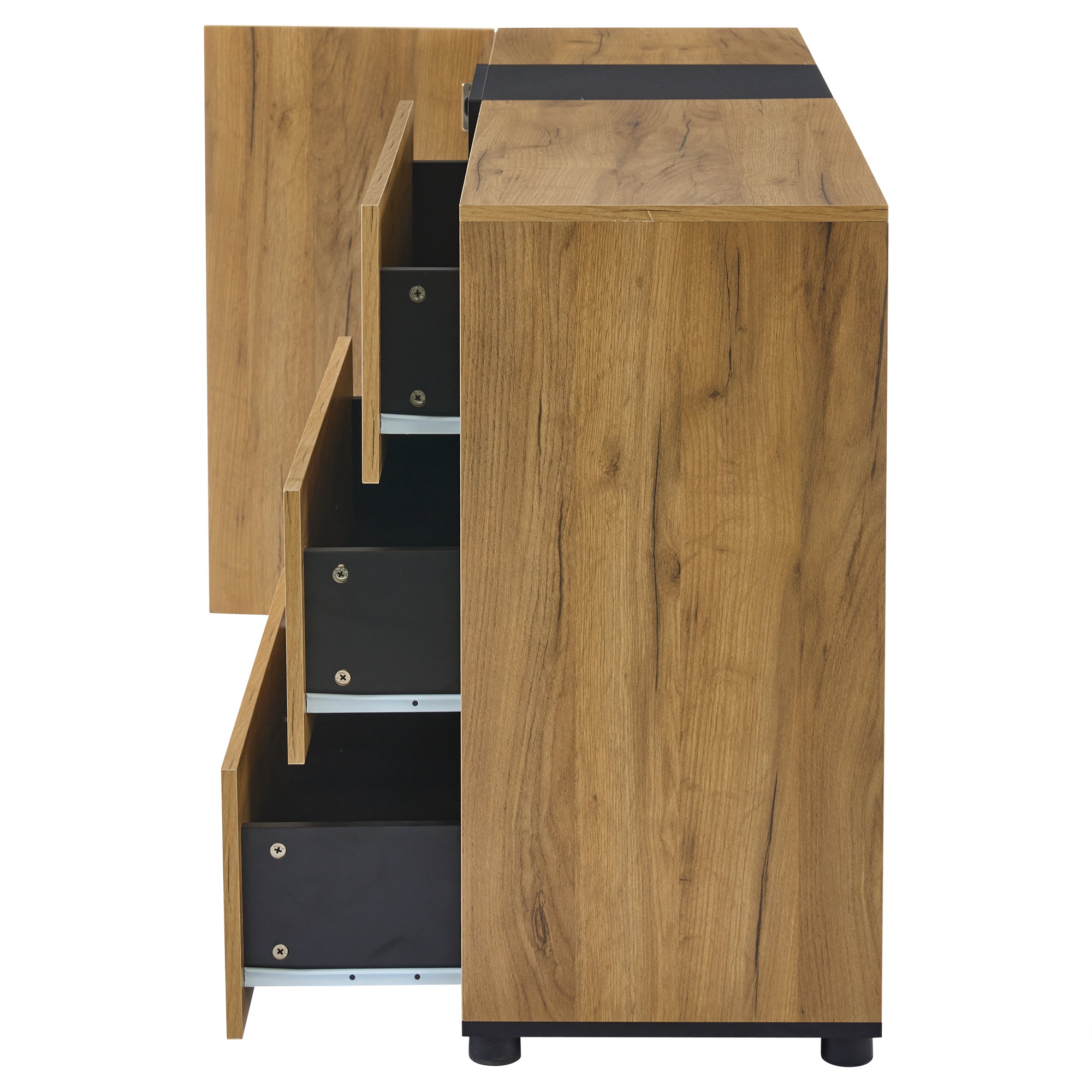 Sideboard Modern Buffet Storage Console Cabinet 3 Drawers Glass 140 cm