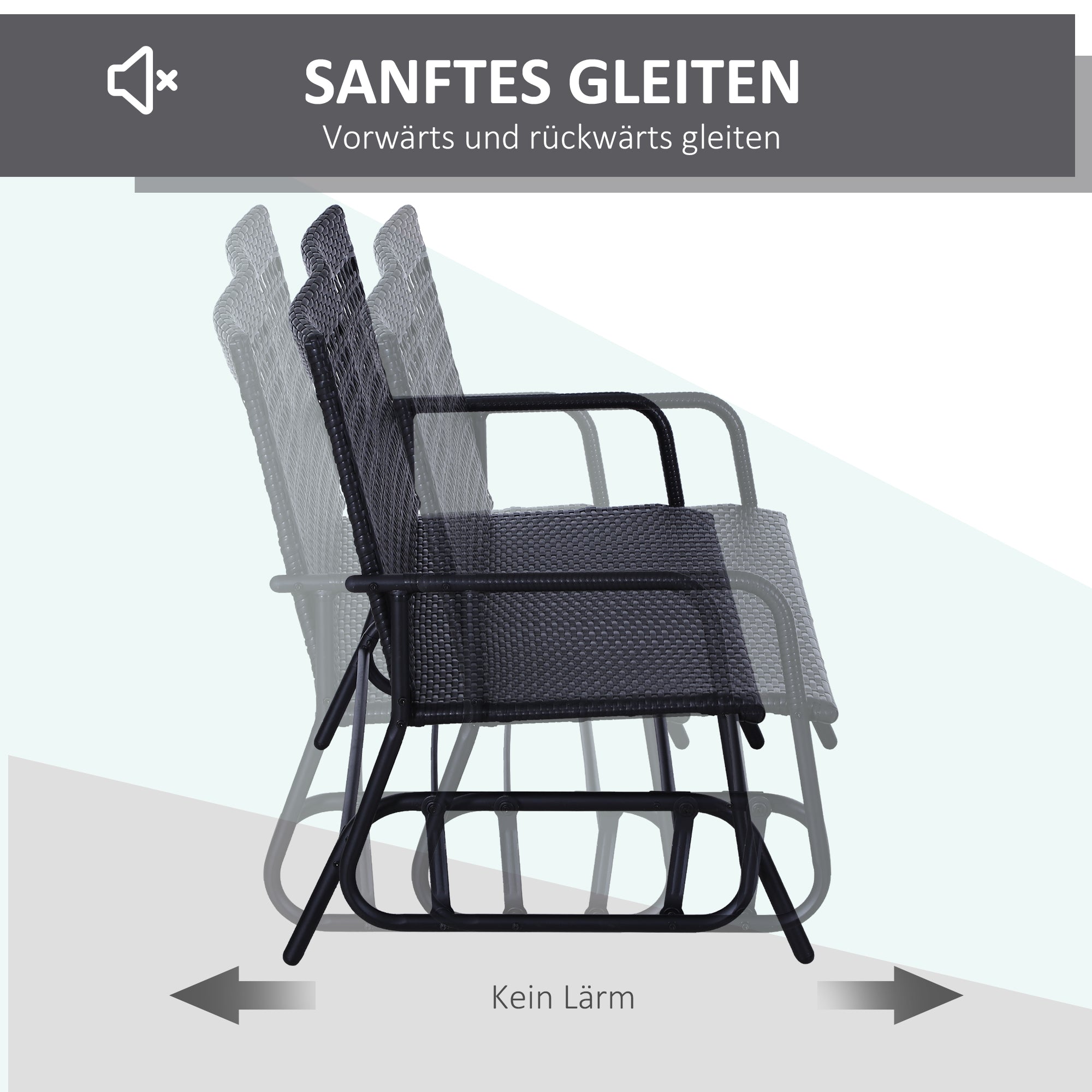 Swing Bench, 2-Seater Garden Swing, Polyrattan