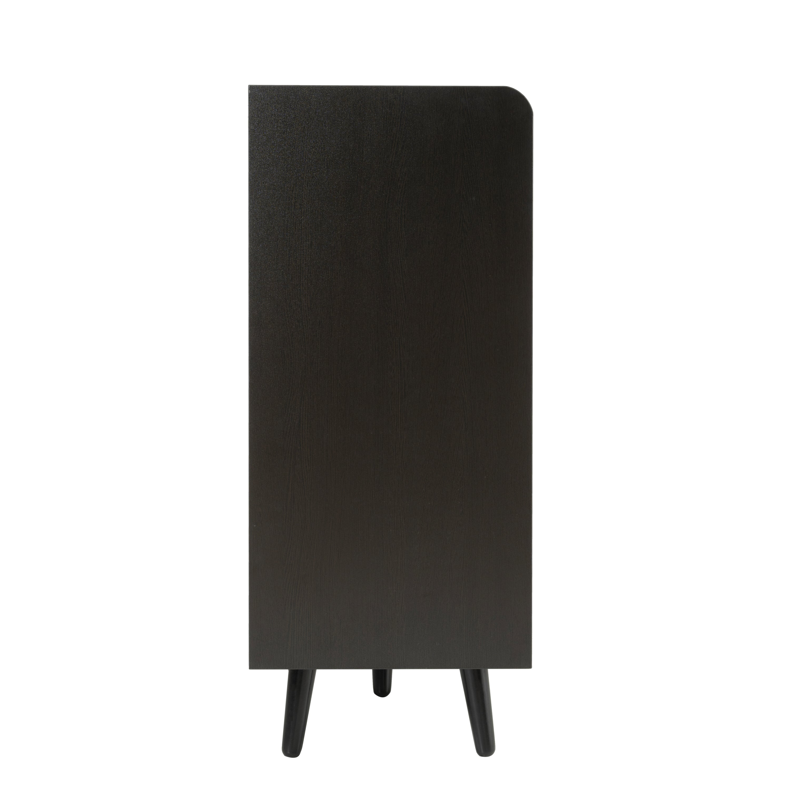 Modern Shoe Bench, Shoe Cabinet with Four Storage Doors, Black Walnut Wood