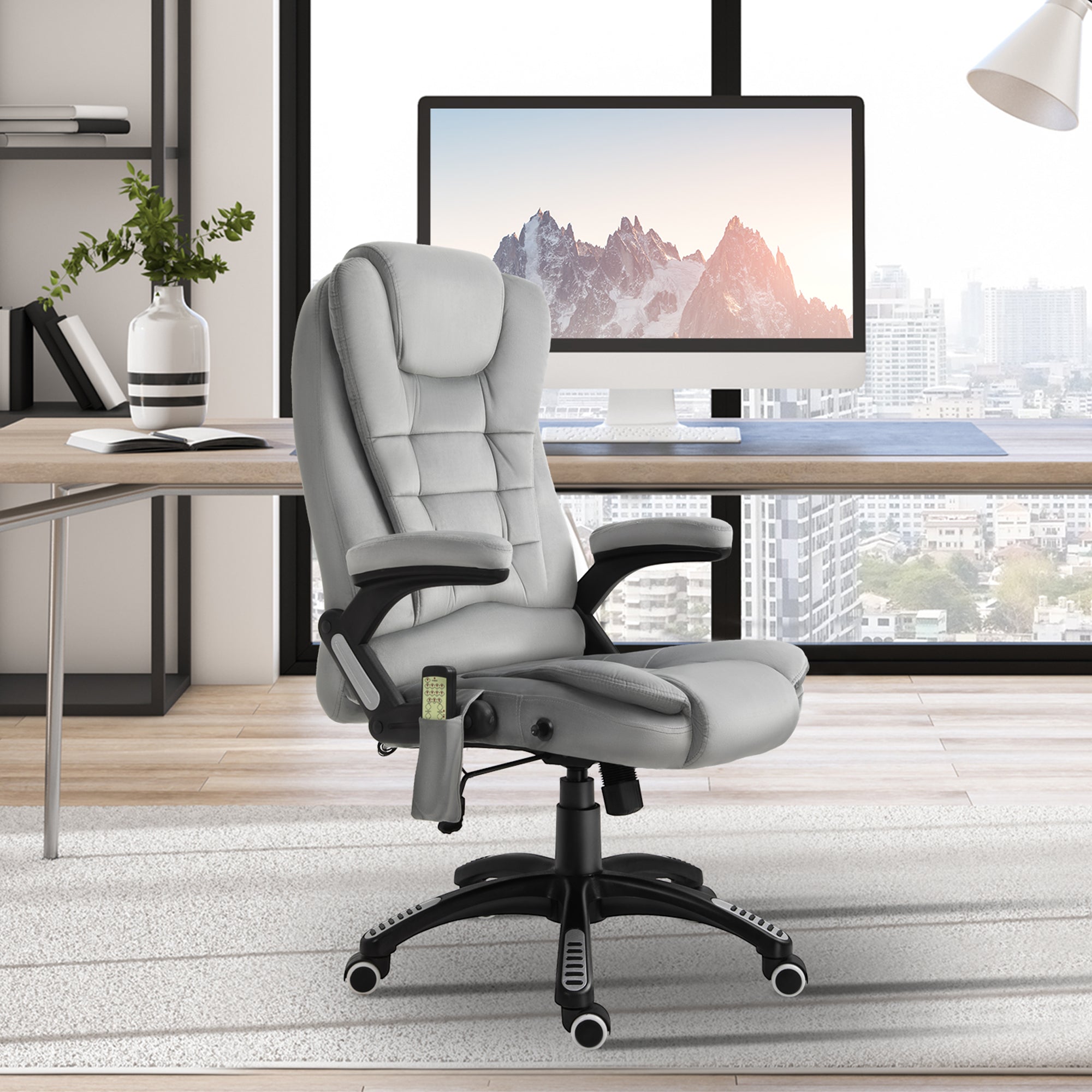 Vinsetto Massage Office Chair, Ergonomic Height Adjustable, Grey