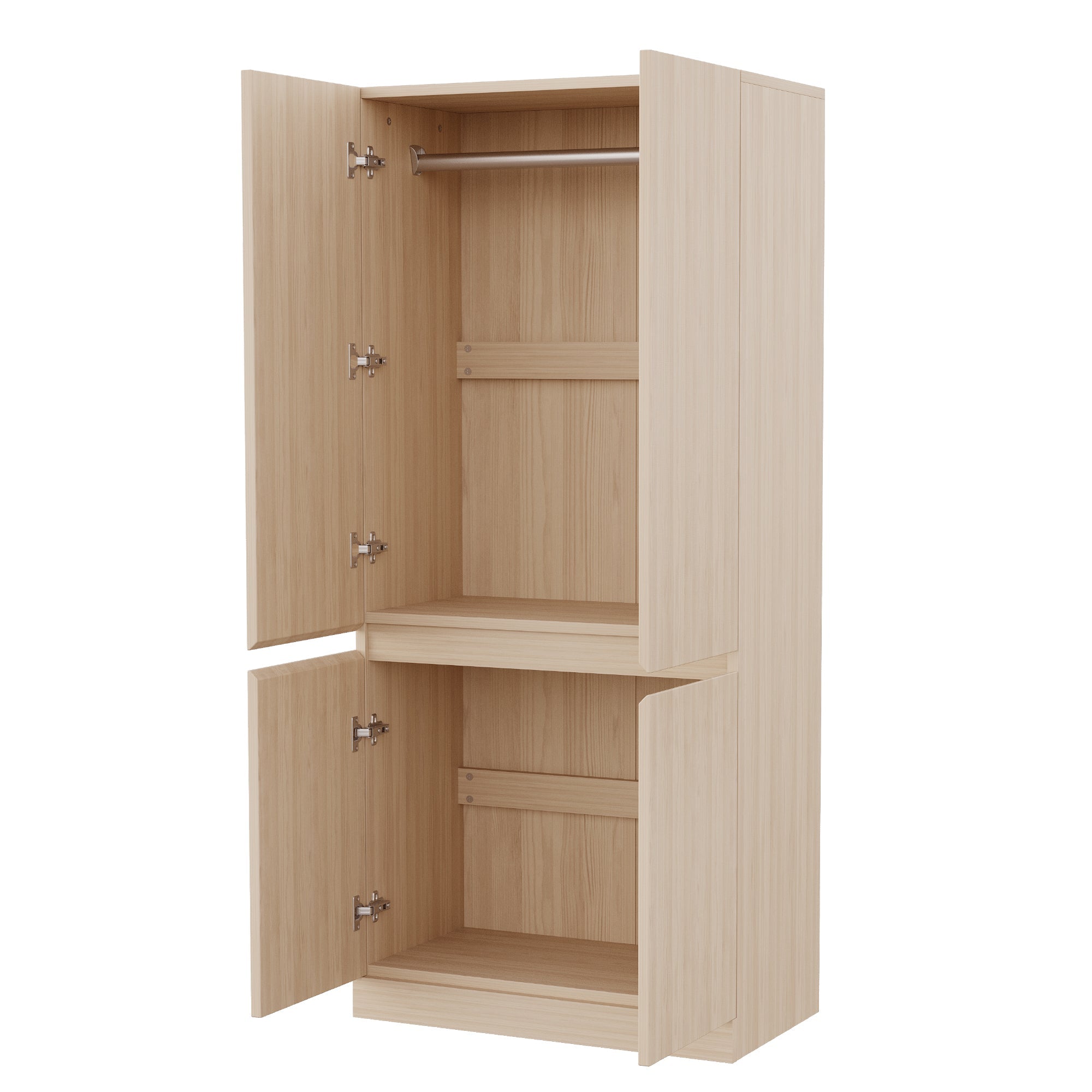 Wardrobe Double Door Large Storage 70x40x170cm Wood Color