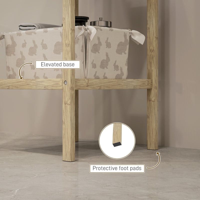 Three-Tier Bathroom Shelf Storage Unit - Natural Bamboo