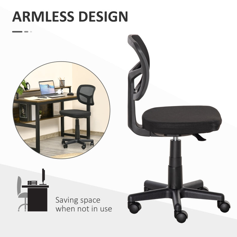 Small Office Chair, Armless Ergonomic Swivel Height Adjustable, Mesh