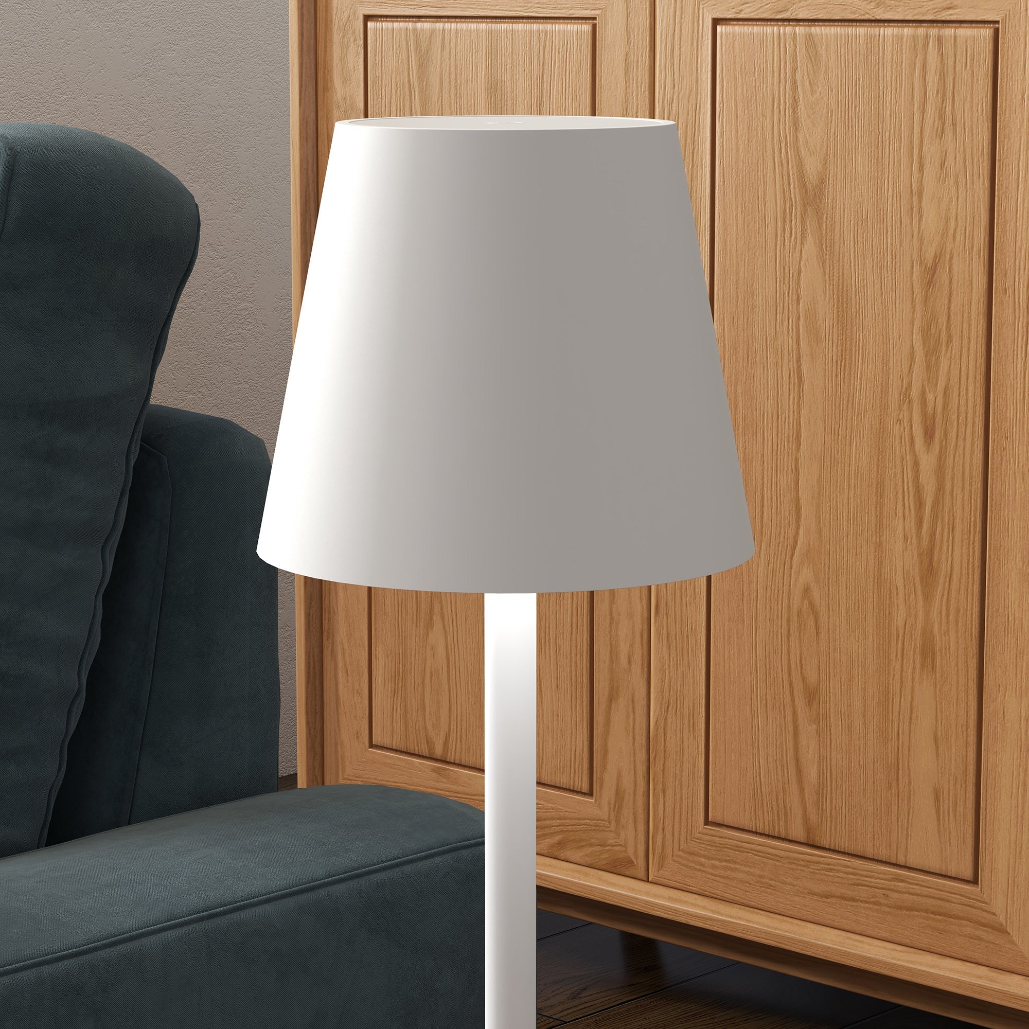Table lamp rechargeable USB with 3 light colors portable bedside lamp metal white
