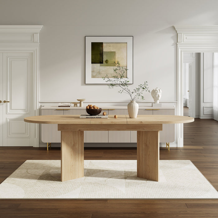 Extendable Dining Table, 120/160 x 80 cm for 4-6 People with Rounded Corners, Oak Color