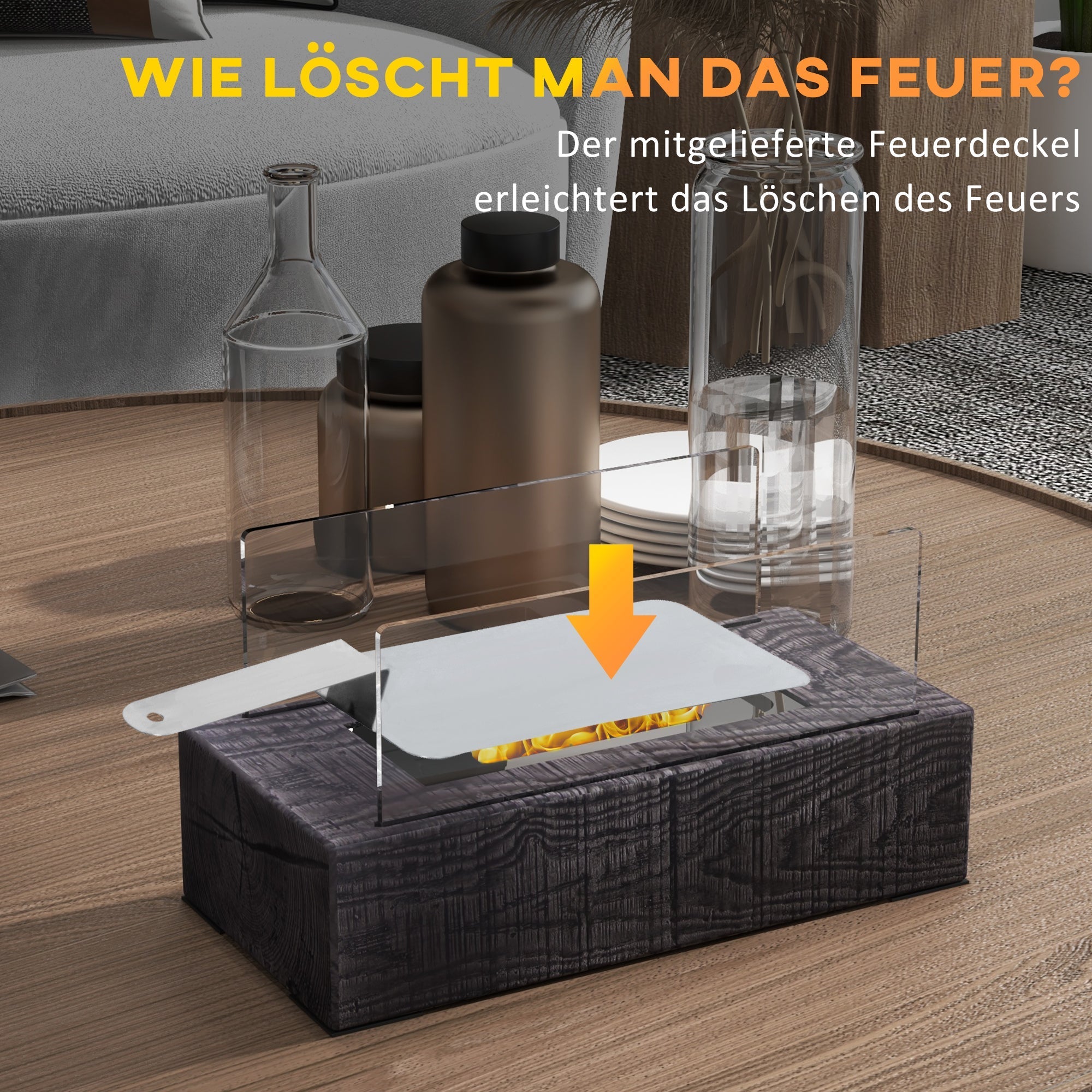 Tischkamin, tragbarer Bio-Ethanol-Tischkamin, Edelstahl