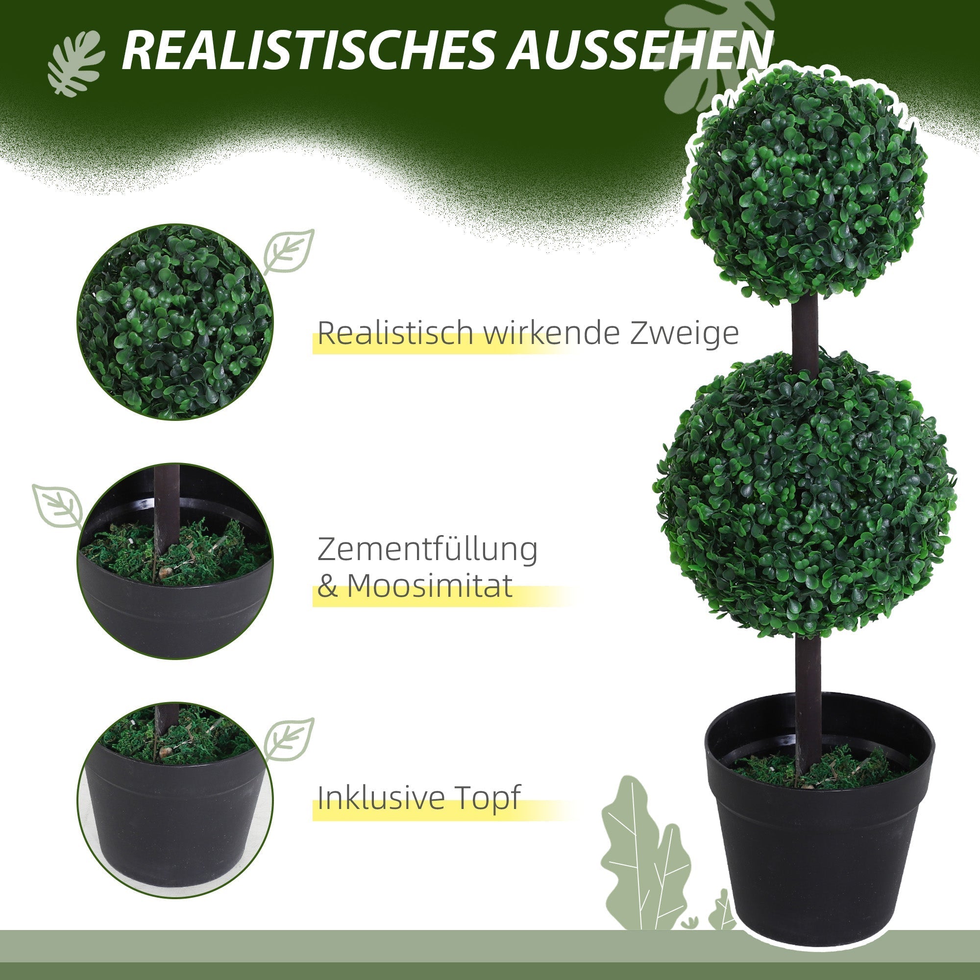 Artificial Plants, Set of 2, 67 cm, Plastic