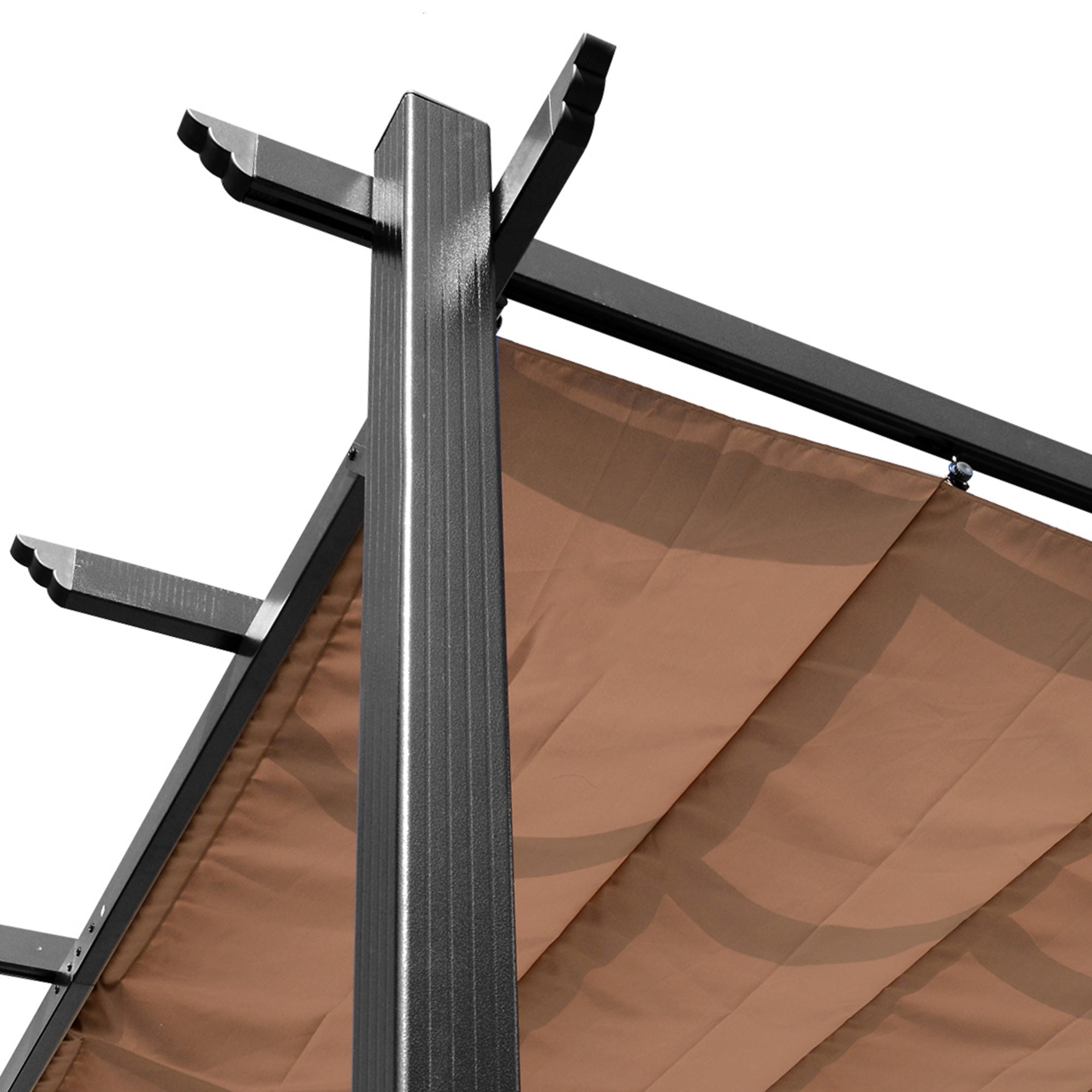 Pergola Pavilion 3x4m Adjustable Fabric Roof Sunshade Canopy Aluminum Grey/Brown