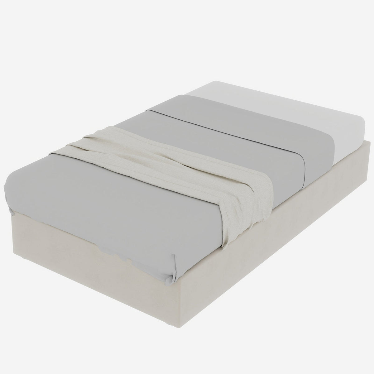Modern Minimalist Bed Frame, Gas Lift Piston, 90x200cm, Beige Dutch Velvet