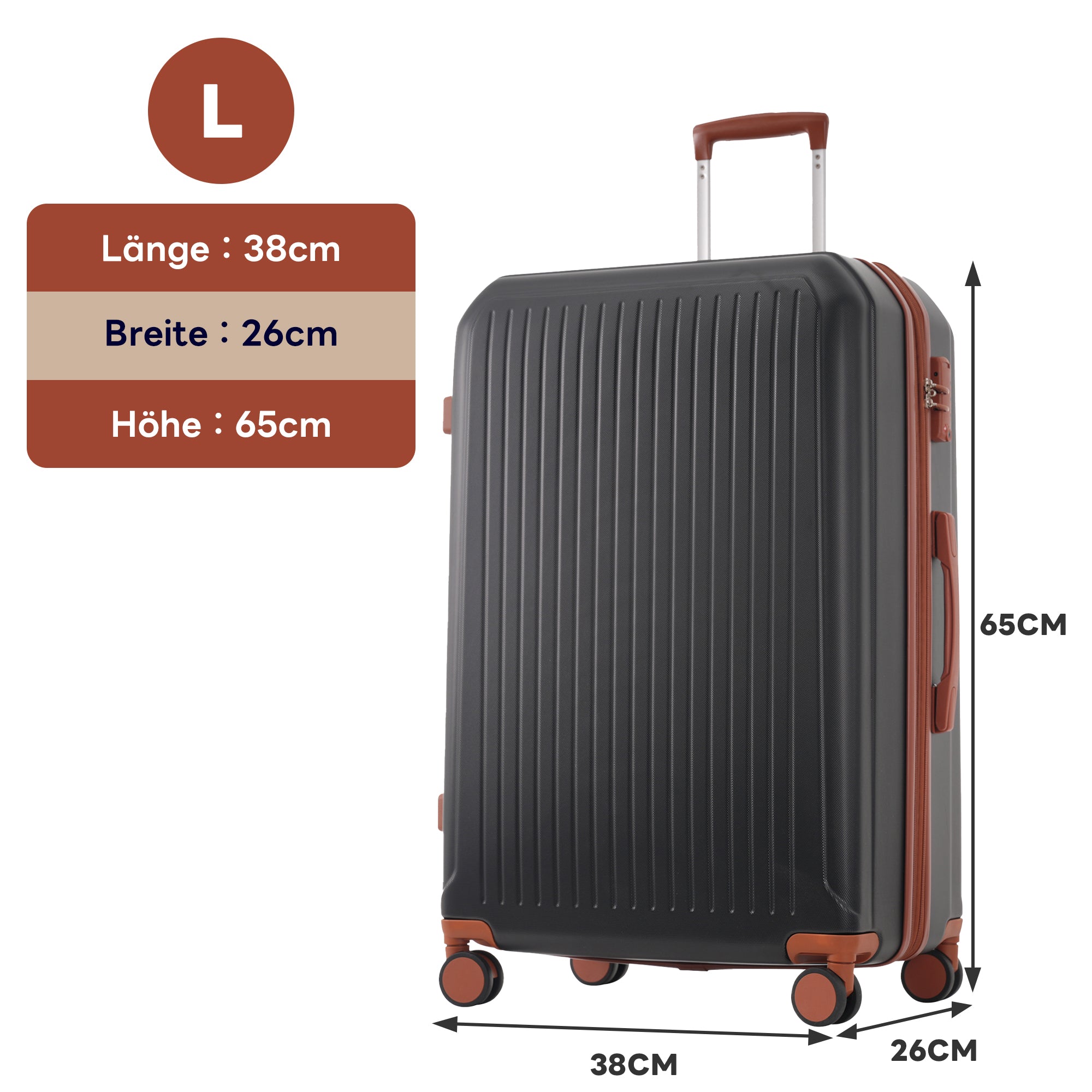 S&M&L&XL Luggage Set Hard Shell 360° Double Wheels TSA Lock Metal Handles