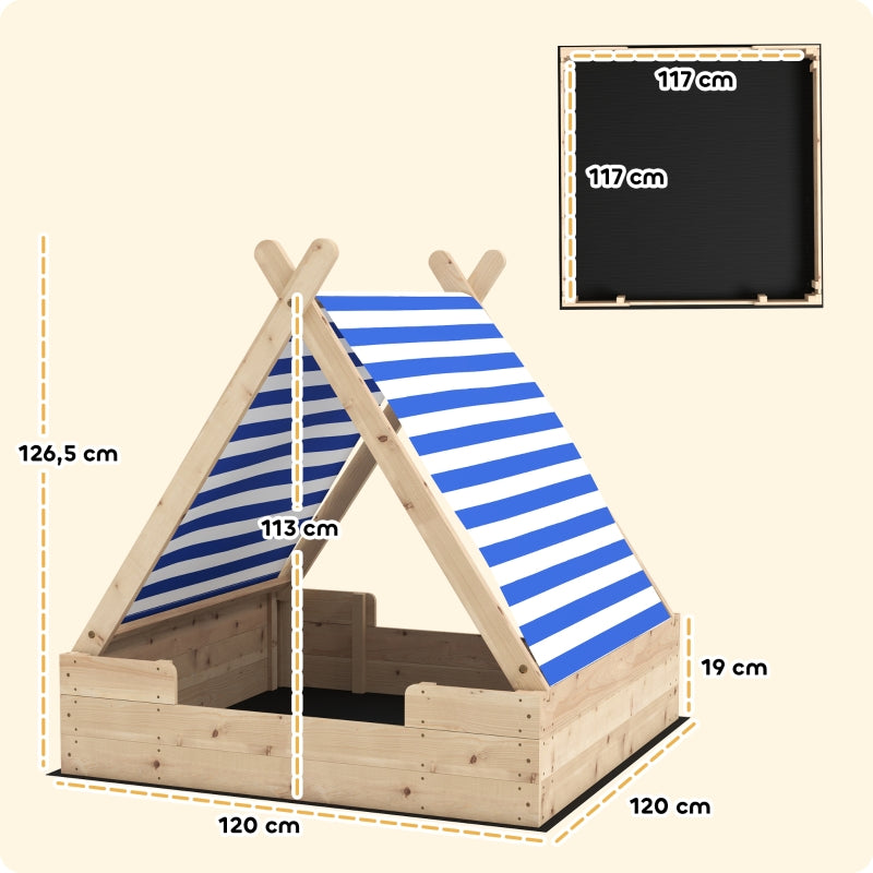 AIYAPLAY children's sandbox with weatherproof tent roof, for 3 children aged 3-6 years