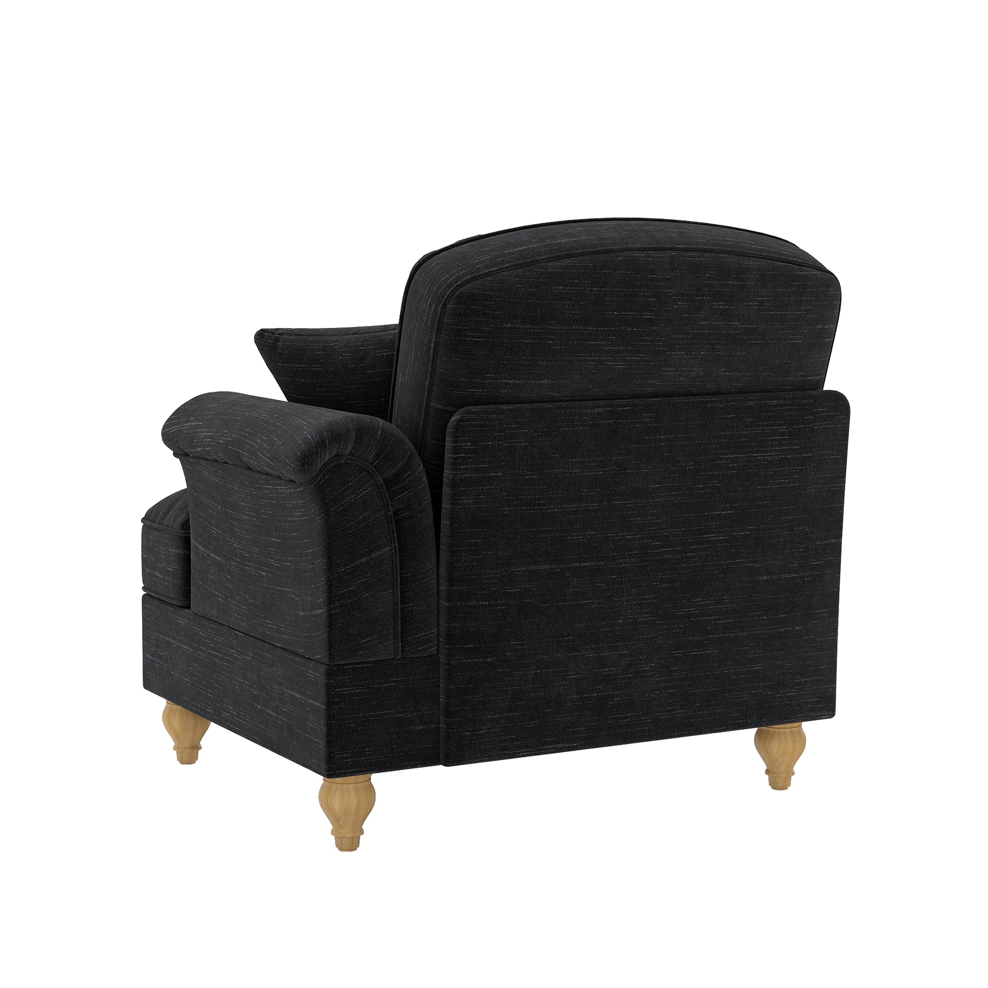 Windsor Sofa RSF with 1 Cushion and Removable Skirt, Black Chenille