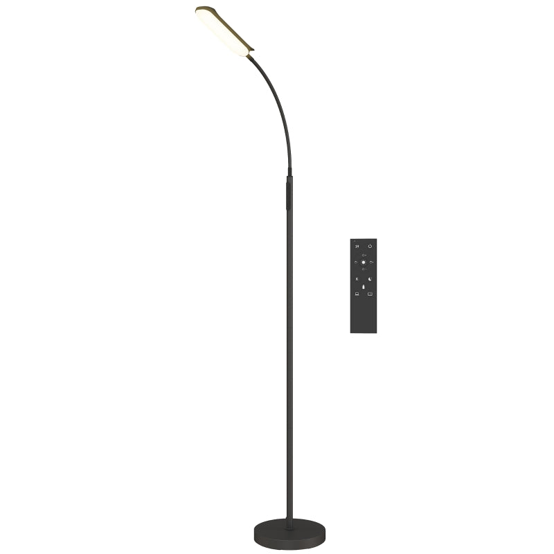 LED Floor Lamp Dimmable with Remote Control & Touch Control, 360° Adjustable Gooseneck, 1-Hour Timer, Memory Function, Black