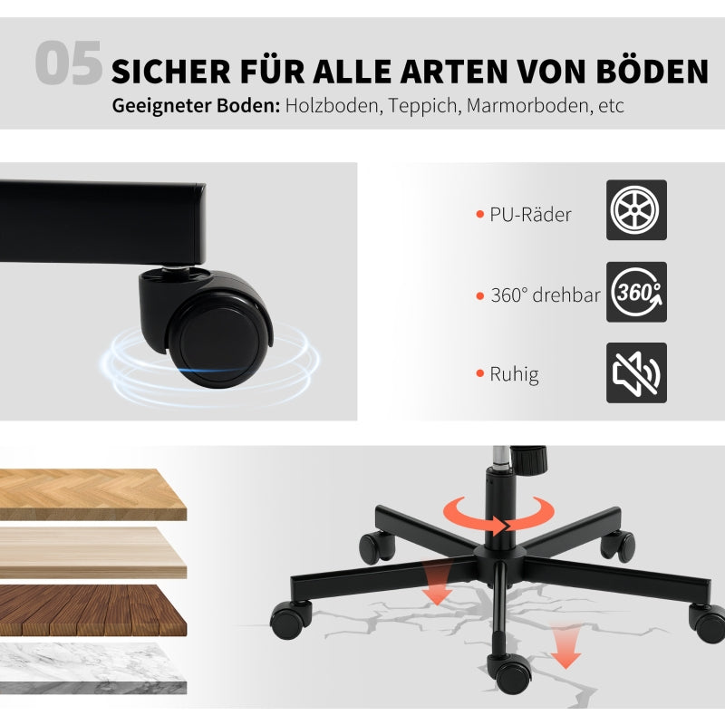 Bürostuhl ohne Armlehnen, extra Polsterung, höhenverstellbar, rollbar, Kunstleder, Beige