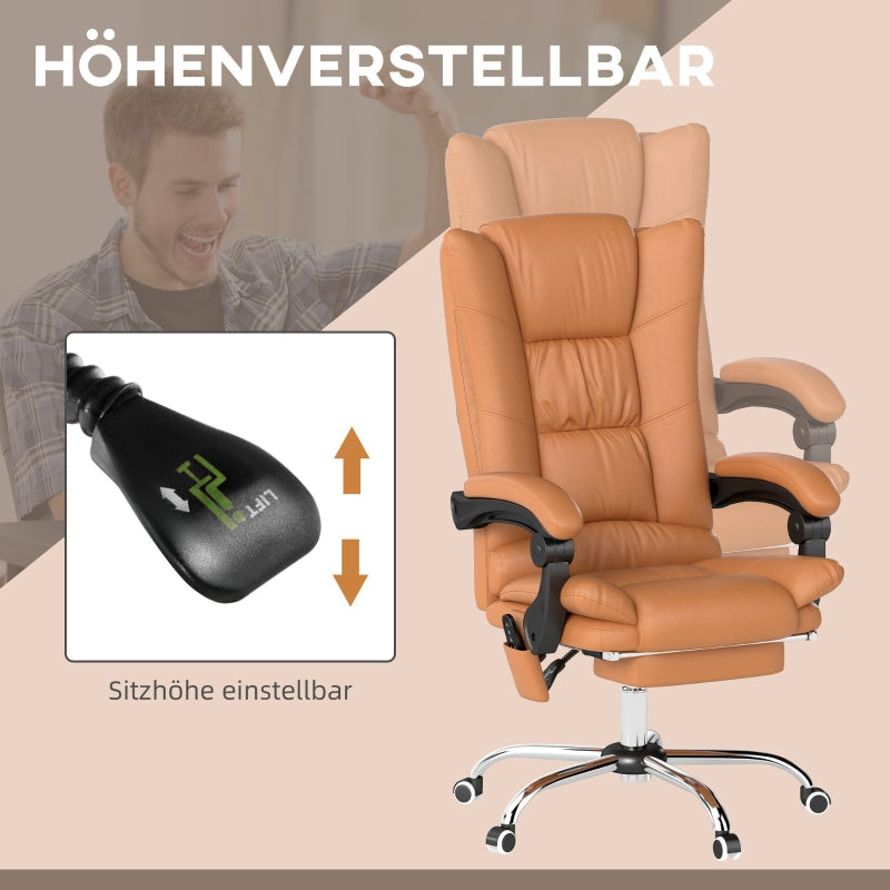 Vinsetto Office Chair, Massage Heating Swivel Reclining, Light Brown