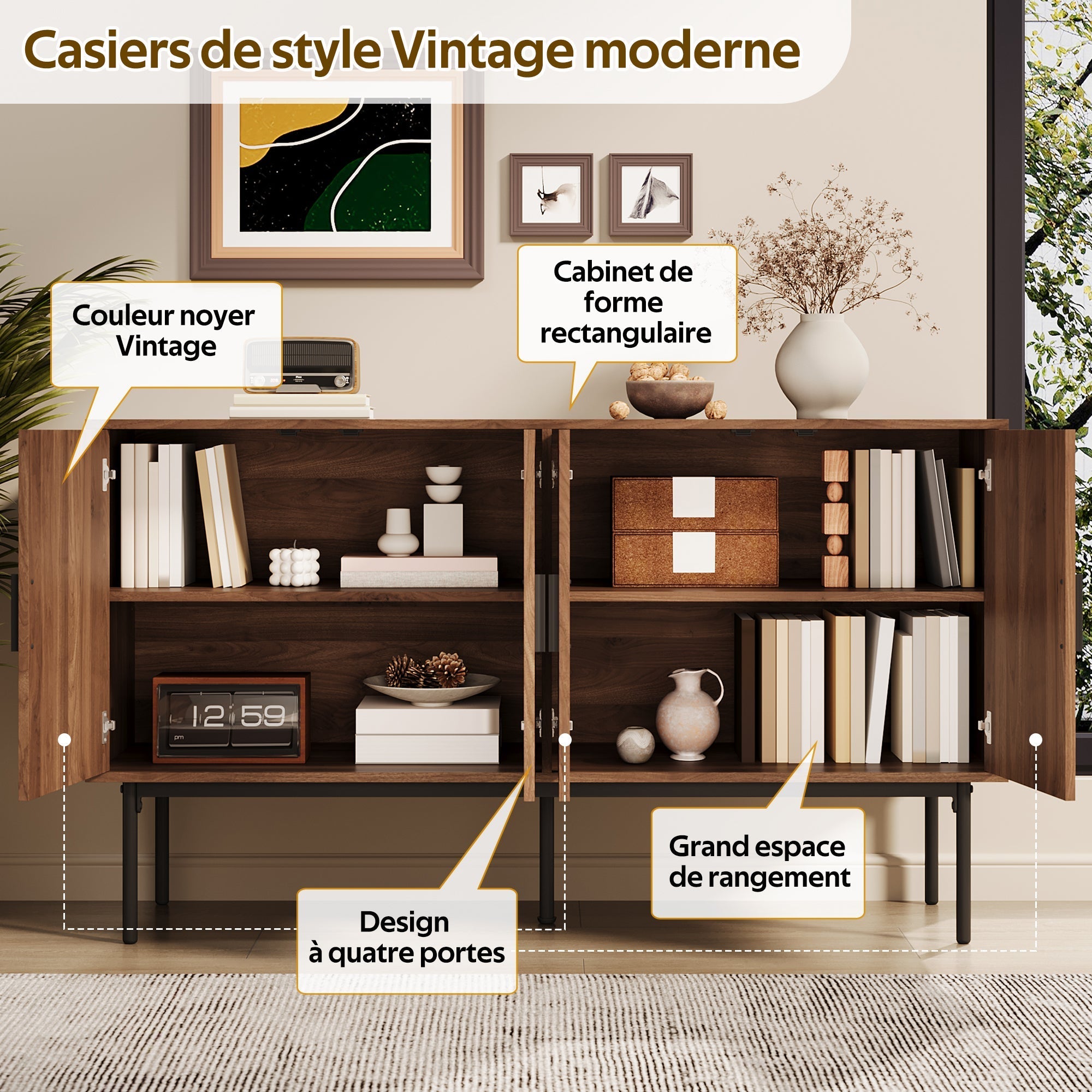 Sideboard Cabinet Buffet Storage Set Modern 140x40x80cm