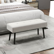 End of Bed Bench Thick Padded Corduroy Cream White