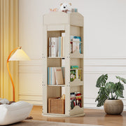 Rotating Bookshelf with 360-Degree Rotation and 4 Shelves, Wood