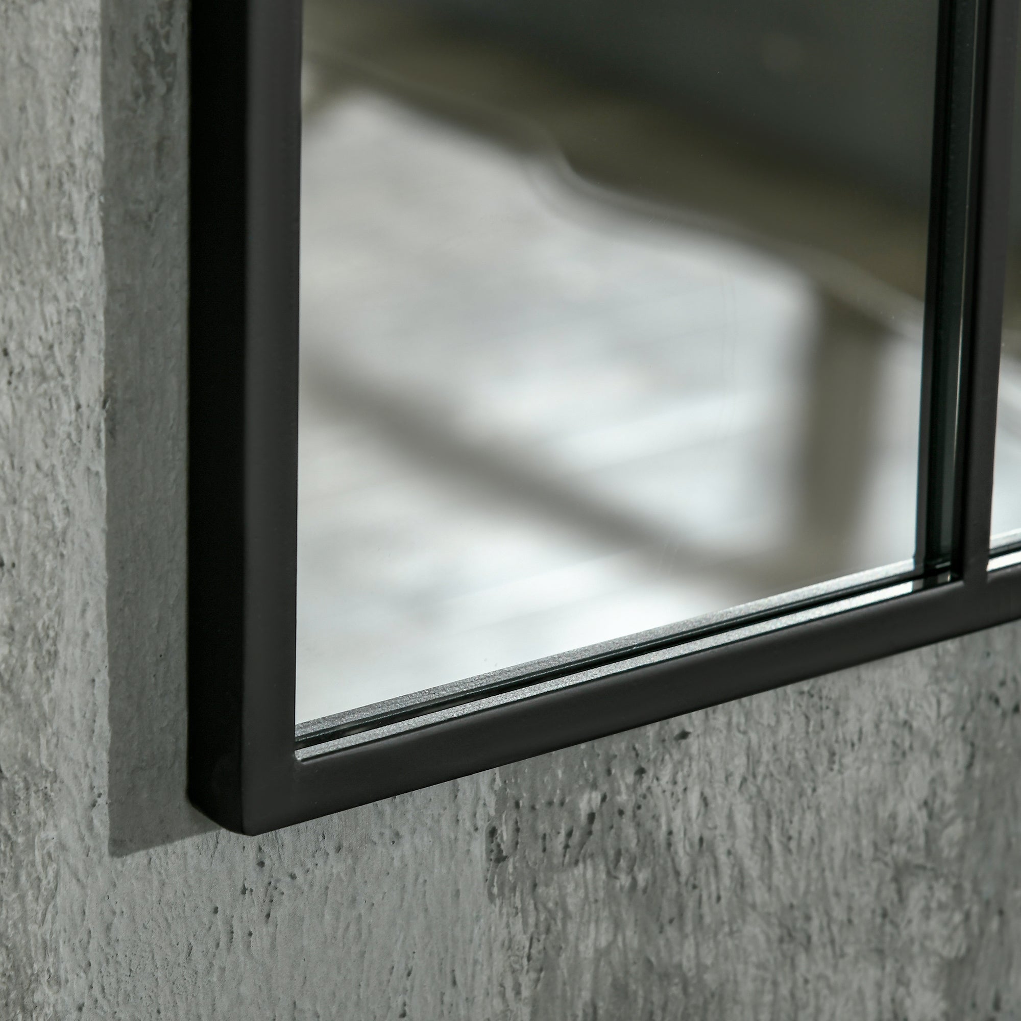 Arched Wall Mirror Modern, Window Style 91 x 60 cm, Black