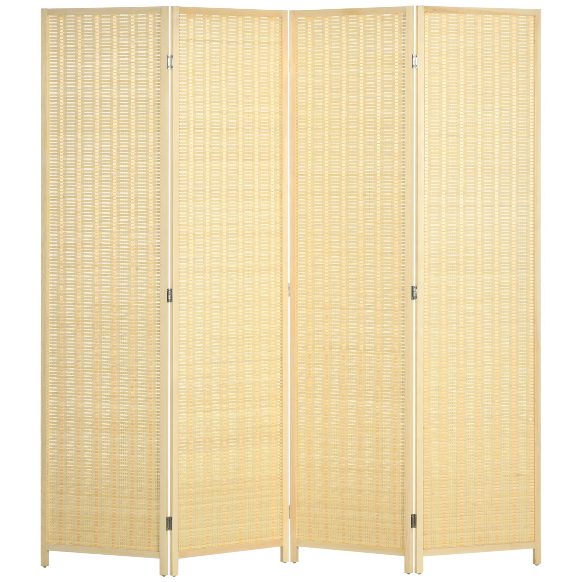 Folding Screen 4-Panel 180x180cm Room Divider, Bamboo Natural