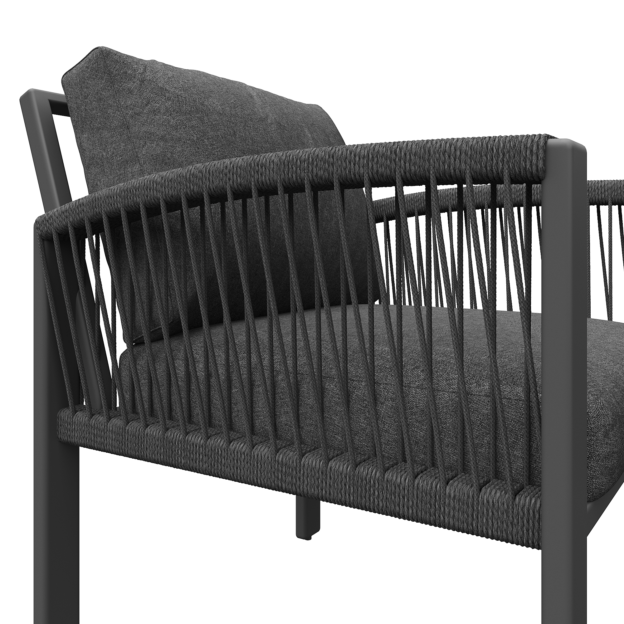 Garden Lounge Set 8-Person Rope Design Large Table Wood Grain - Grey