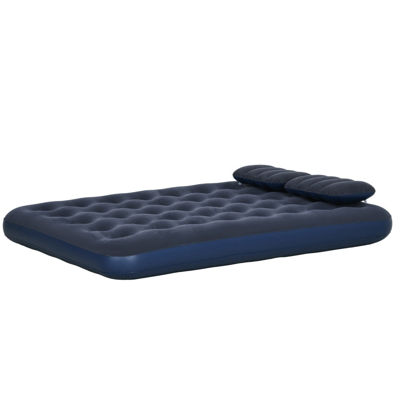 Airbed Double Air Mattress with Hand Pump & Pillow, Blue