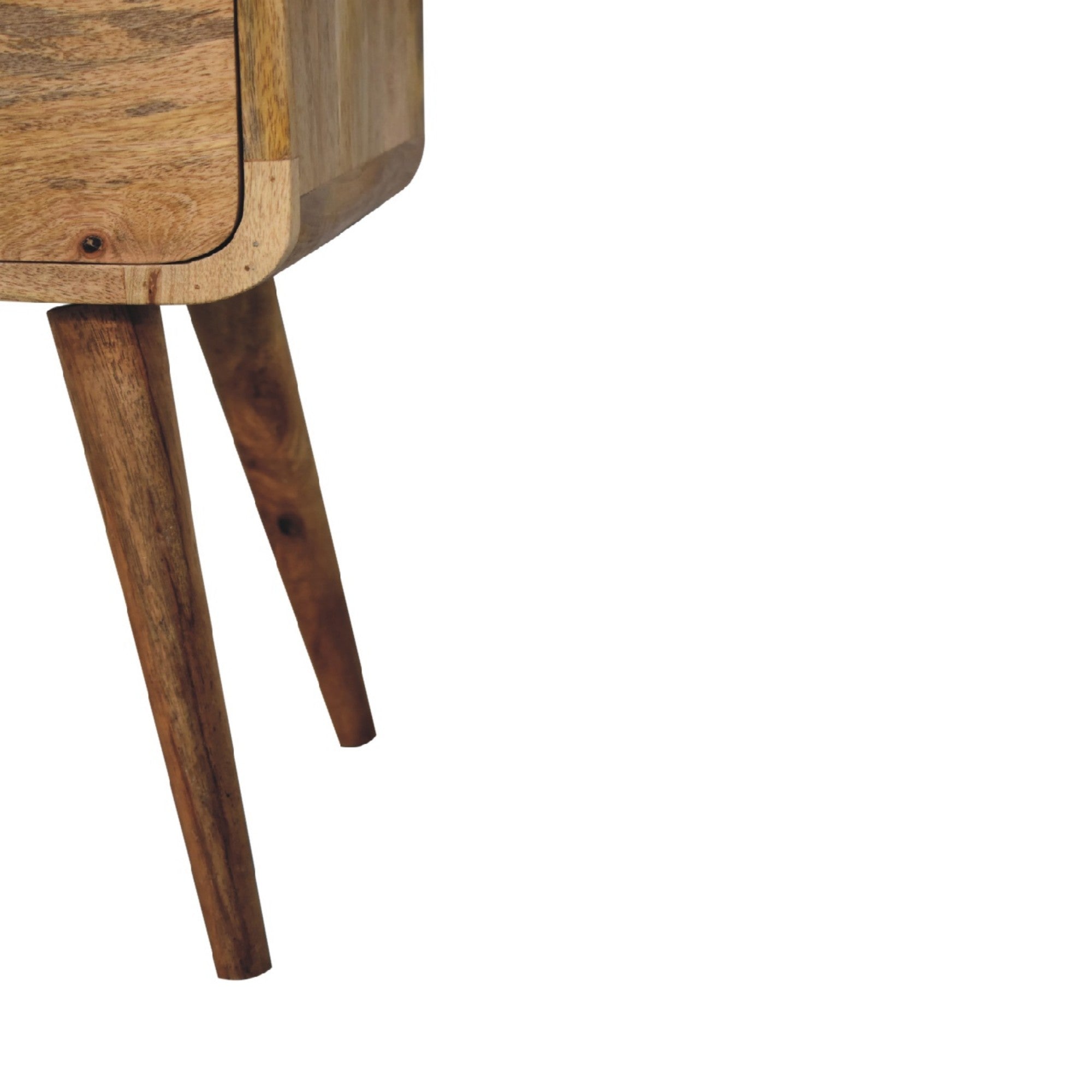 Bedside Mini Curved, 2 Drawers, Solid Wood Oak-ish