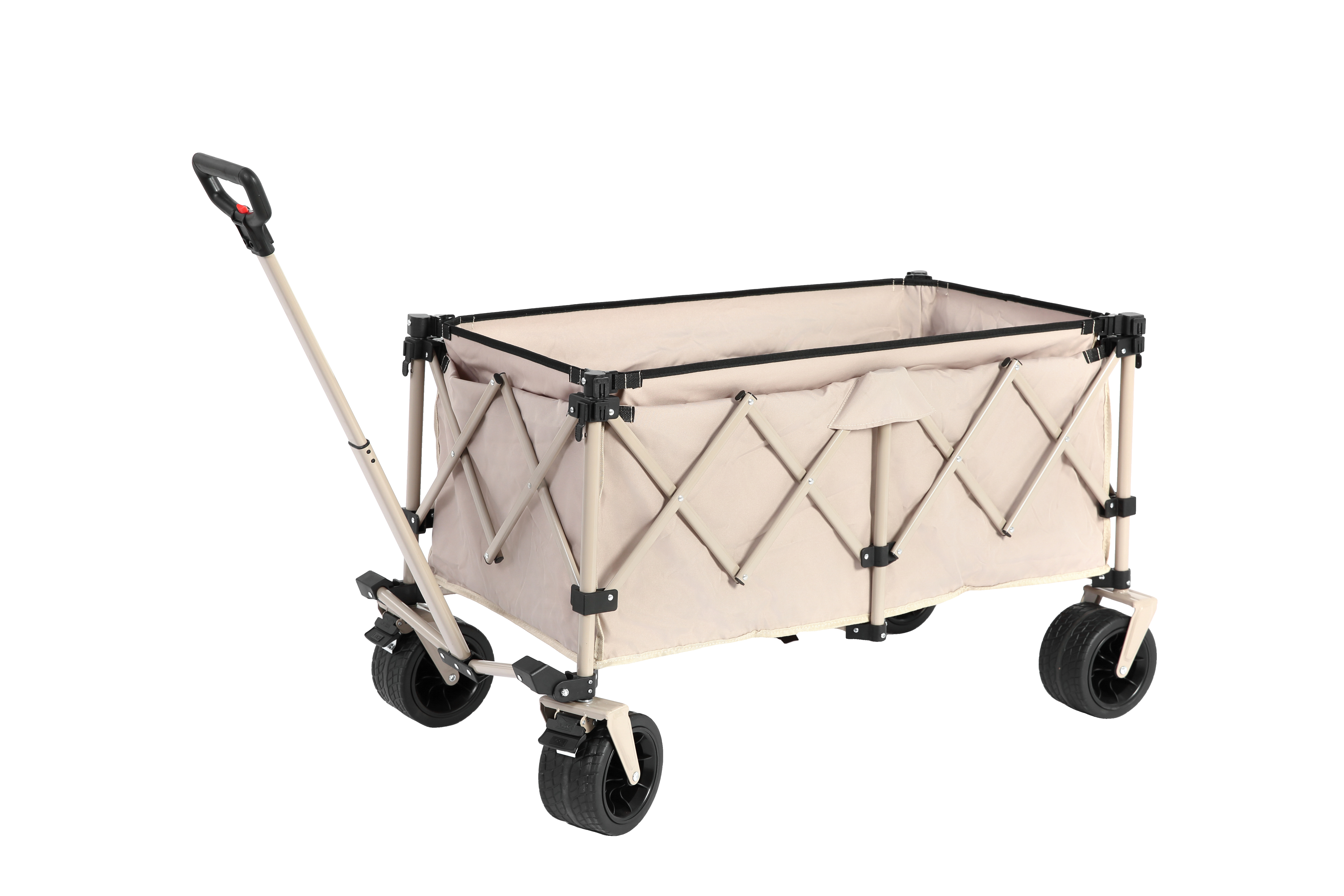 Beach Wagon, Collapsible 220lbs, Heavy Duty 300L, All-Terrain Beach Wheels, Beige