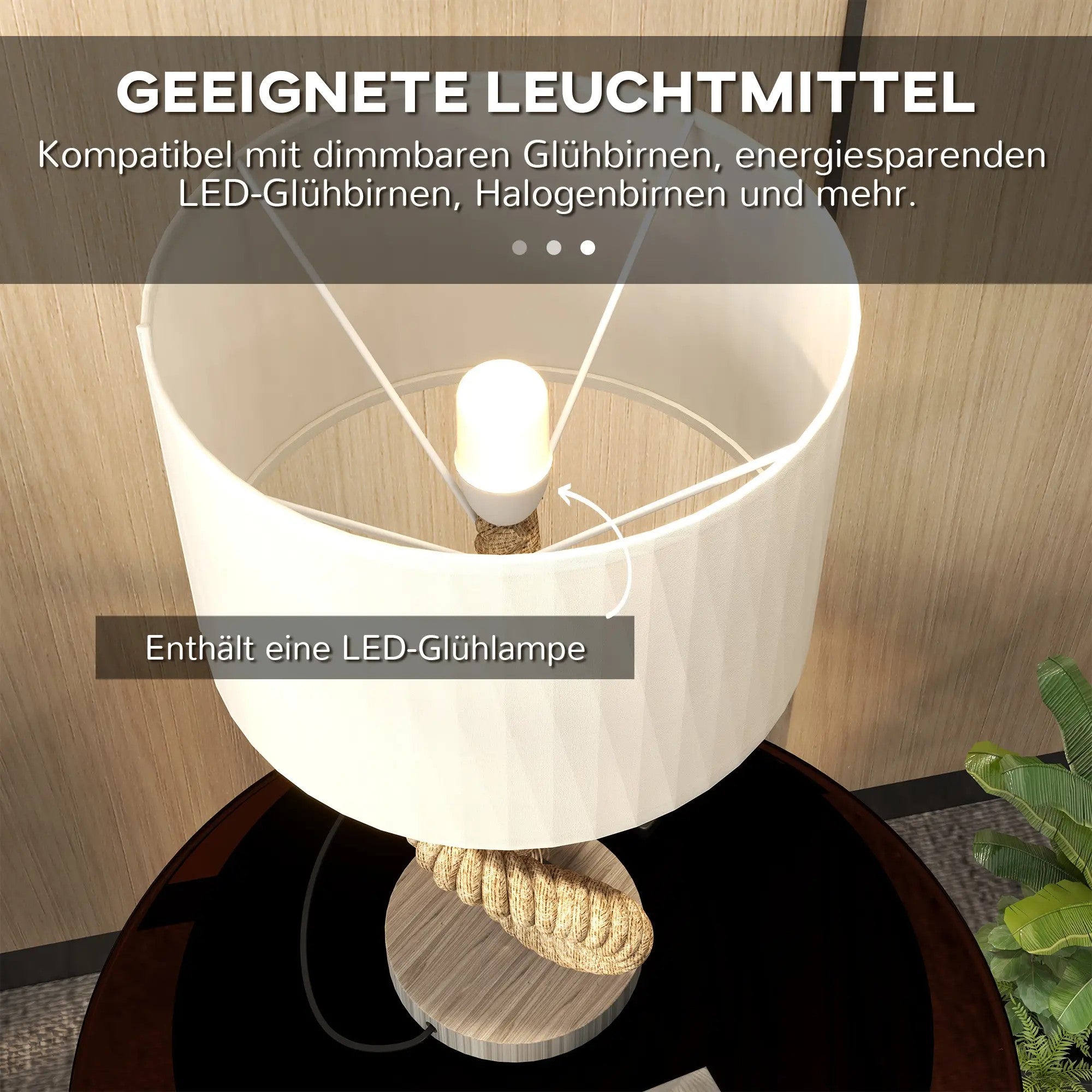 LED Table Lamp USB Rechargeable Bedside E27 Metal/Linen Cream White