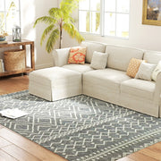 Teppich Flachgewebe Waschbar Rutschfest Boho, Grau