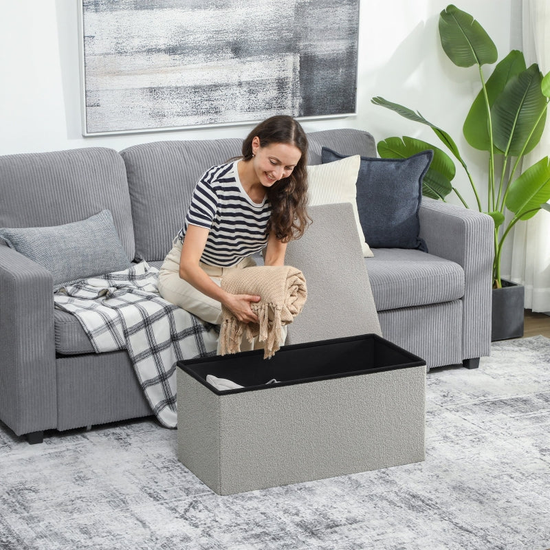 Storage Ottoman Upholstered Bench with Storage and Lid - Light Grey