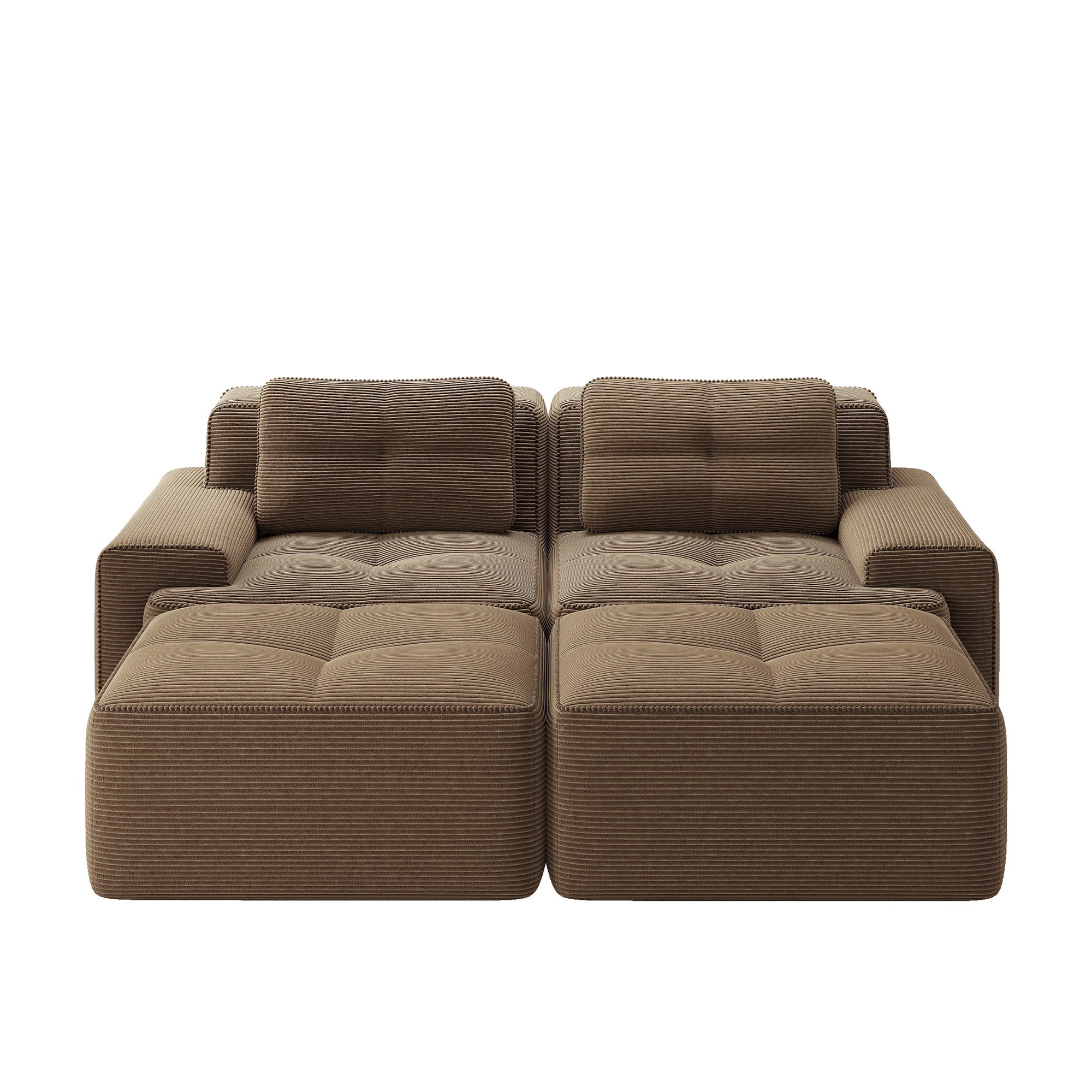 Cloud Modular Sofa U-Shaped Ottoman 2-Seater Deep Seat - Corduroy Brown