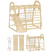 Indoor Climbing Frame 6-in-1 Slide Wall Net Ages 3-6 - Wood