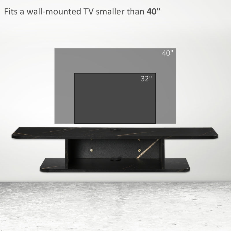 Floating TV Unit Stand for 40" TVs with Storage Shelf, Engineered Wood, Black