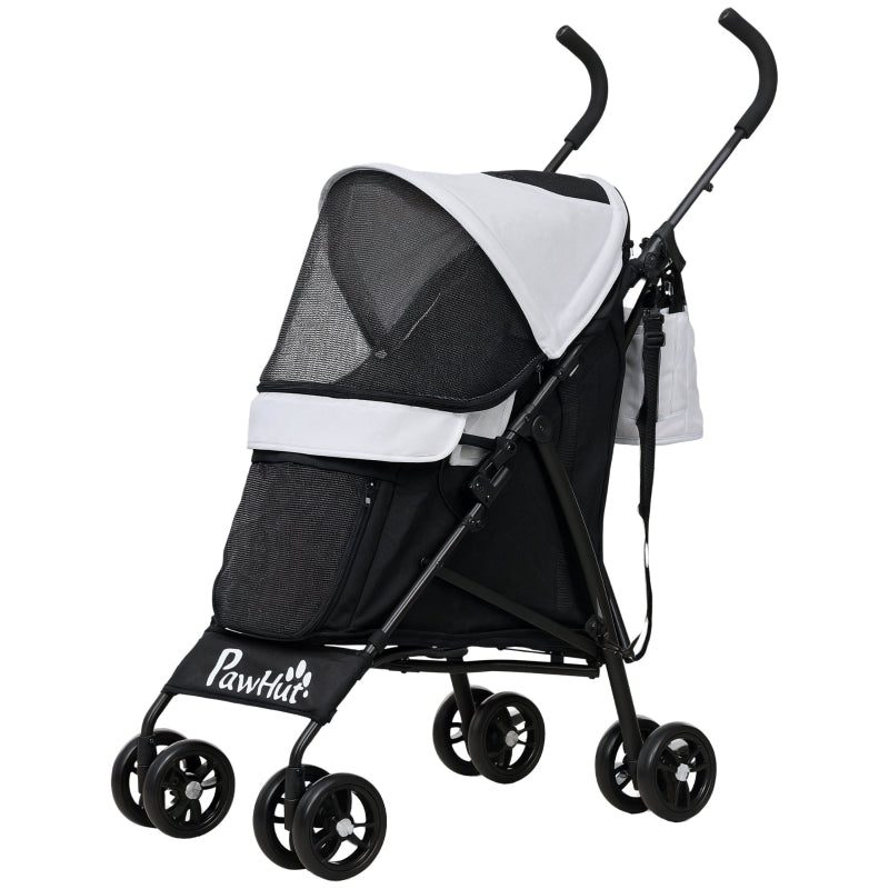 Pet Stroller, Safety Leash, Mesh Window, Light Grey