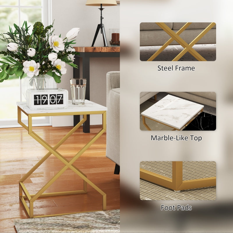 Nesting Tables, Set of Two, Marble-Effect