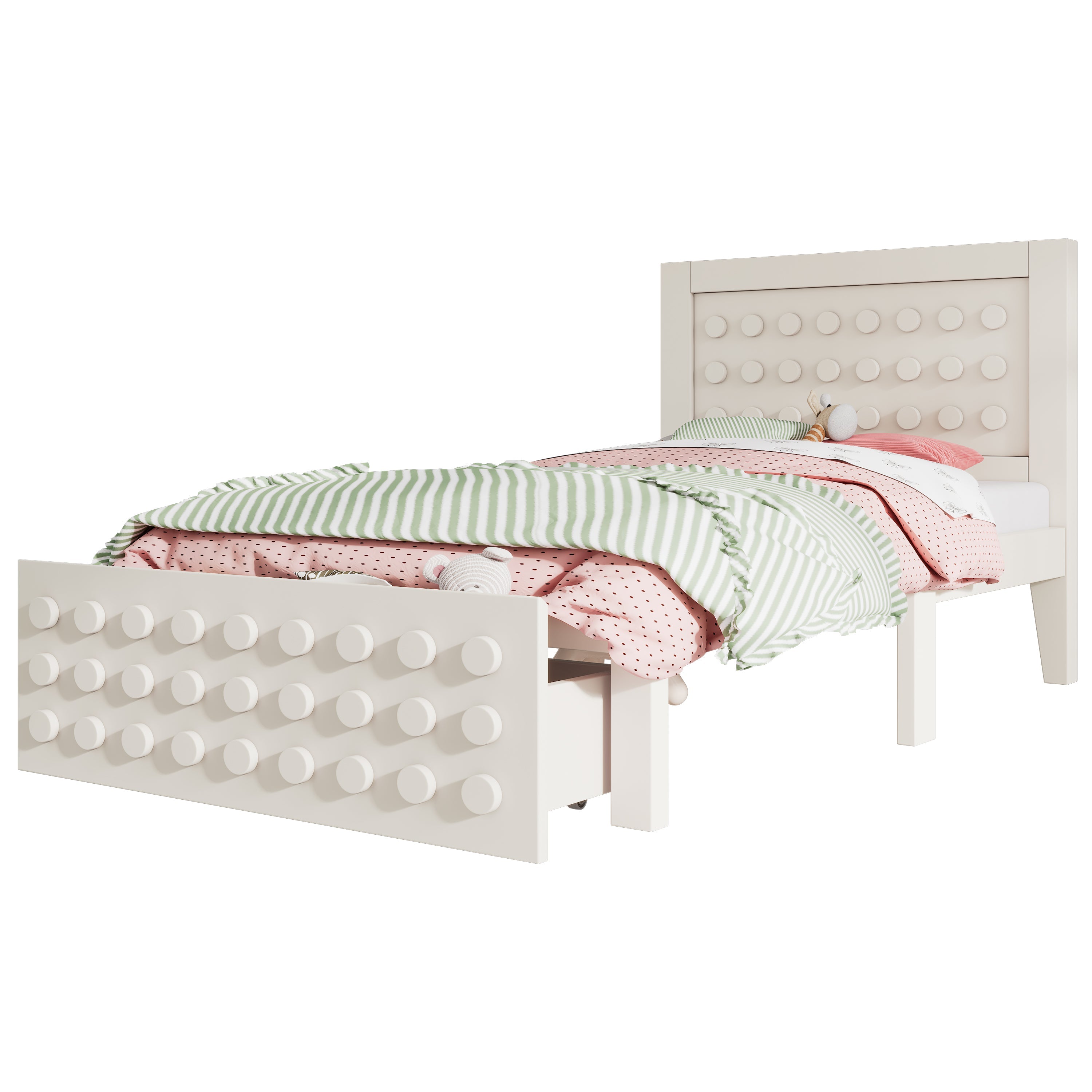 Wooden Single Bed, 90x200cm, Drawers & Underbed Storage, White