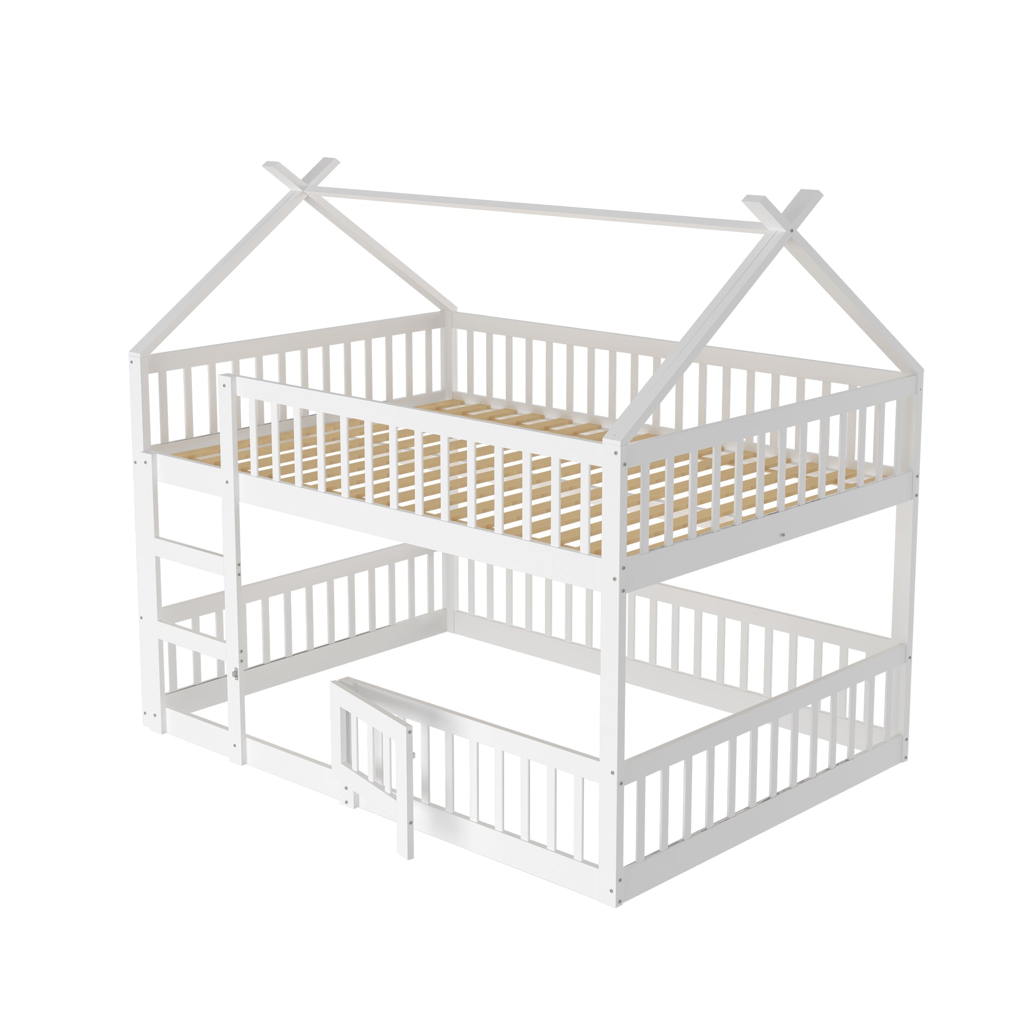 Children's Bunk Bed, 140x200, Stairs, Loft Design, Solid Wood, White